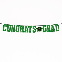 "Congrats Grad" Orange Letter Banner Decoration, 12-ft