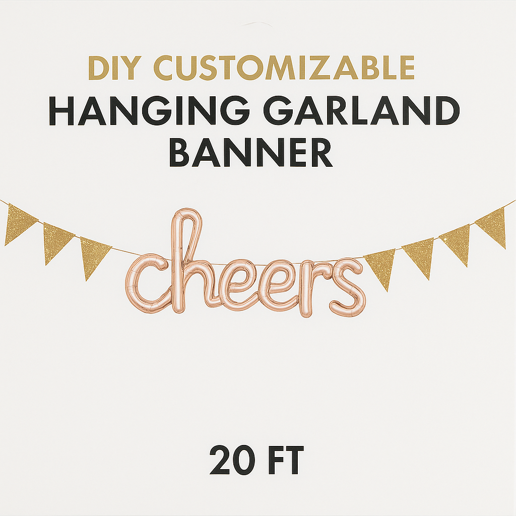 Rose Gold Sparkle Pennant Banner - 20 ft DIY Garland