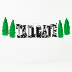 Sports Tailgate Party Banner with Green Tassels, 10-ft