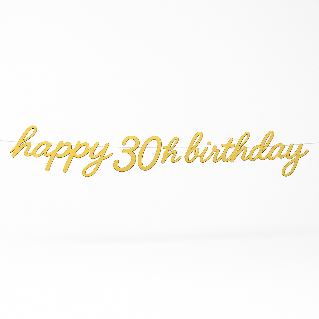 Golden Age 30th Birthday Letter Banner - Elegant Gold Decoration