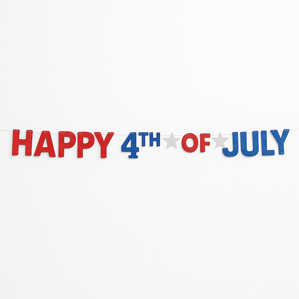 Glitter Happy 4th of July Banner