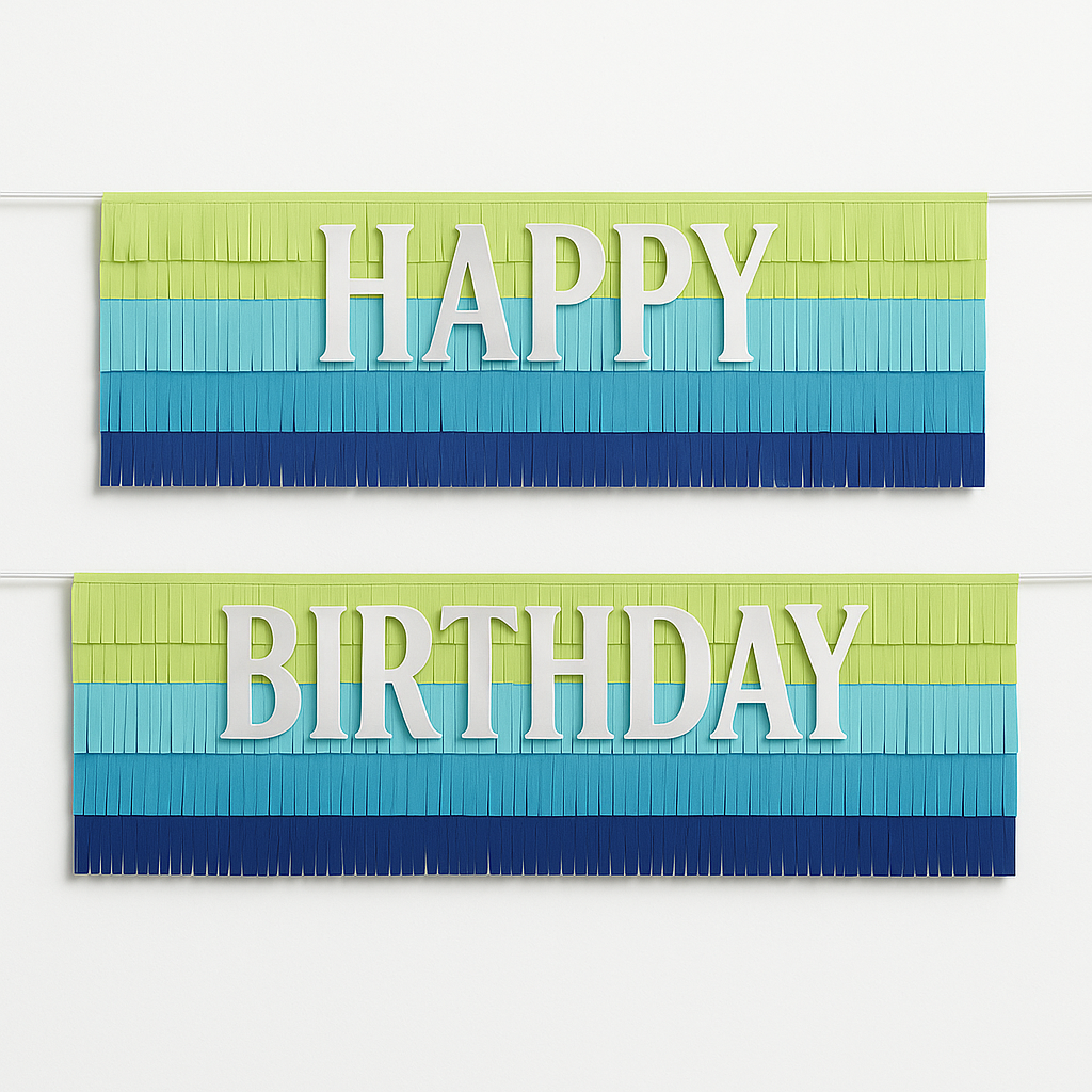 Modern Fringe Happy Birthday Banner