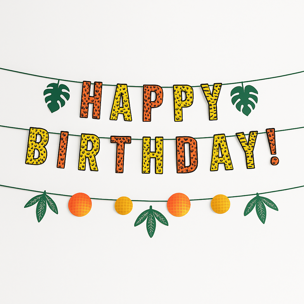 Jungle Theme "Get Wild" Birthday Banner Kit - 2 Pack