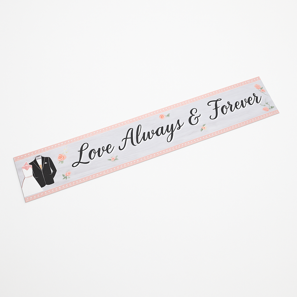 Elegant Wedding Attire Banner - "Love Always & Forever"