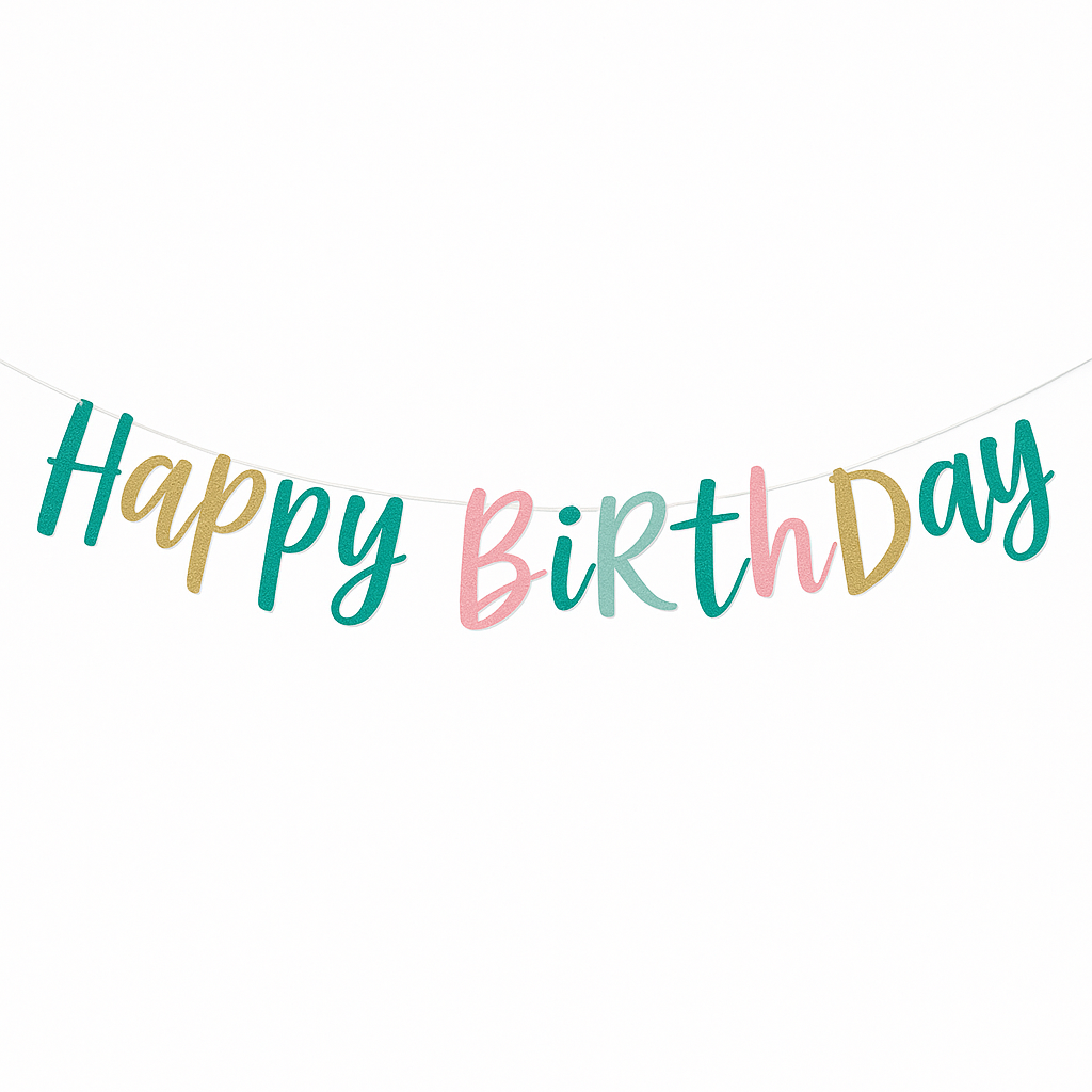 Vibrant "Happy Birthday" Glitter Letter Banner Decoration