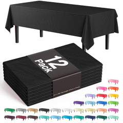 Black Plastic Table Covers | 12 Pack - 54 In. x 108 In.