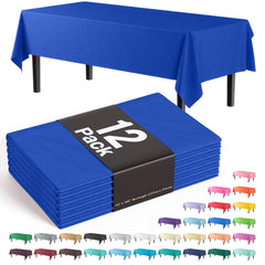 Premium Dark Blue Plastic Table Covers | 12 Pack - 54 In. x 108 In.