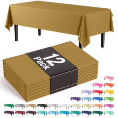 Gold Plastic Table Covers | 12 Pack - 54 In. x 108 In.
