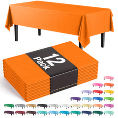 Orange Plastic Table Covers | 12 Pack - 54 In. x 108 In.