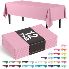 Premium Pink Plastic Table Covers | 12 Pack - 54 In. x 108 In.