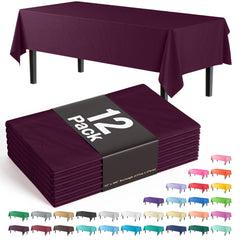 Premium Plum Plastic Table Covers | 12 Pack - 54 In. x 108 In.