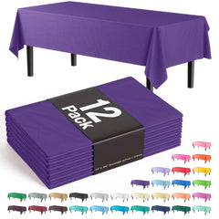 Purple Plastic Table Covers | 12 Pack - 54 In. x 108 In.