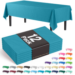 Premium Turquoise Plastic Table Covers | 12 Pack - 54 In. x 108 In.