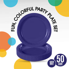 9 In. Navy Paper Plates - 50 Ct.