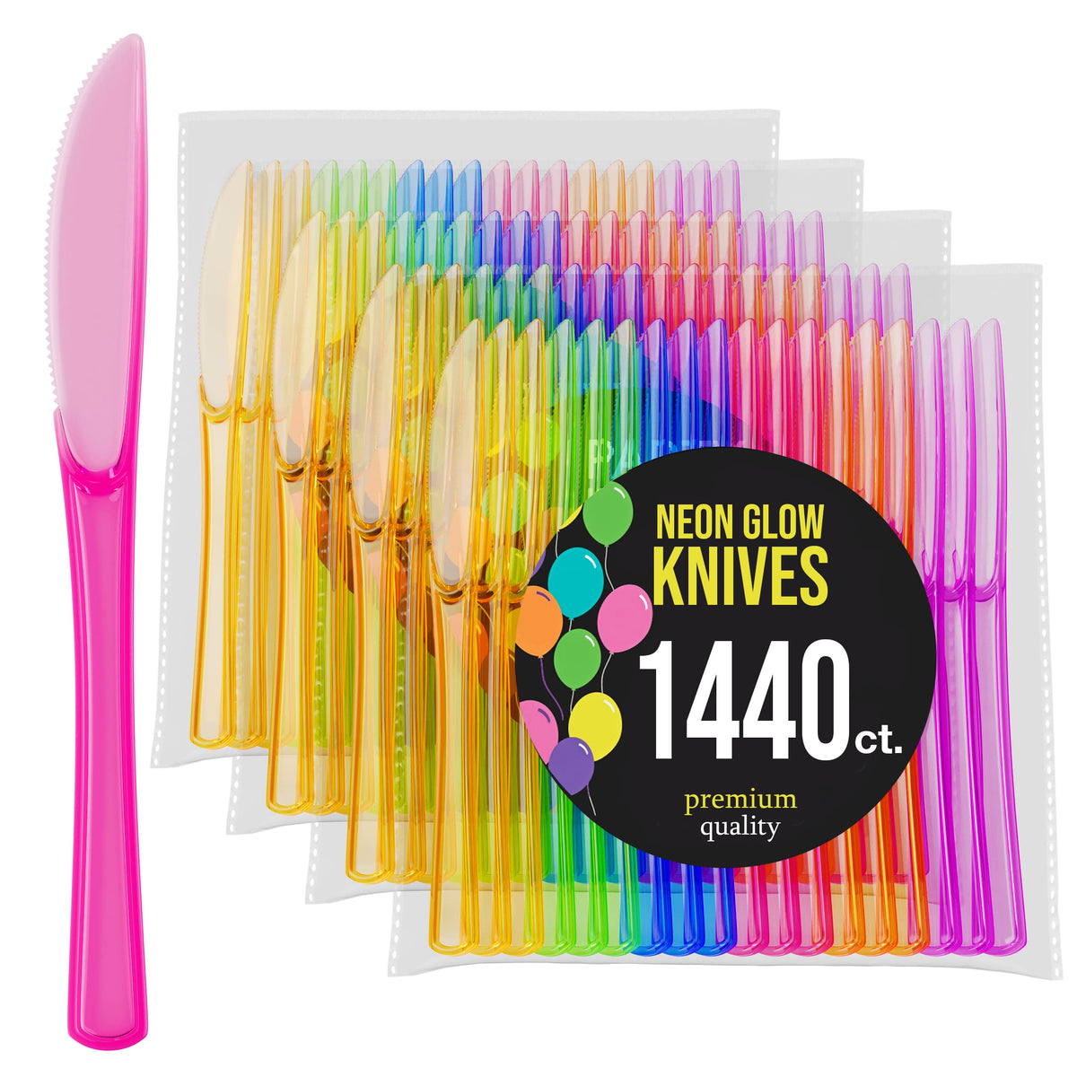 Heavy Duty Neon Plastic Knives | Case of 1440