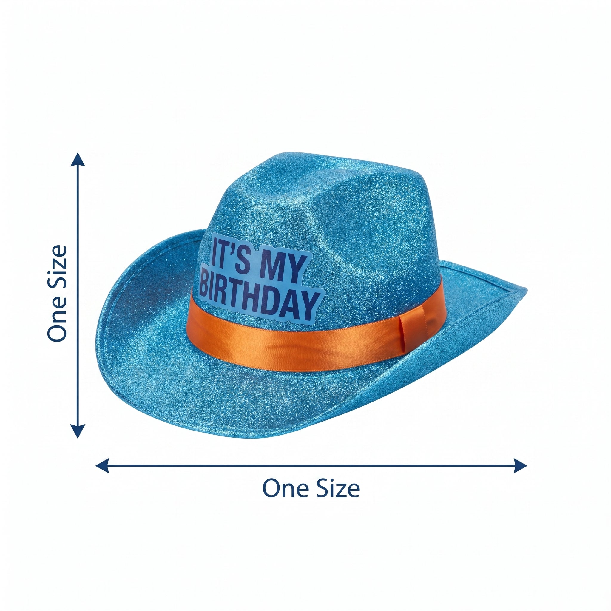 "It's My Birthday" Blue Cowboy Hat with Orange Ribbon