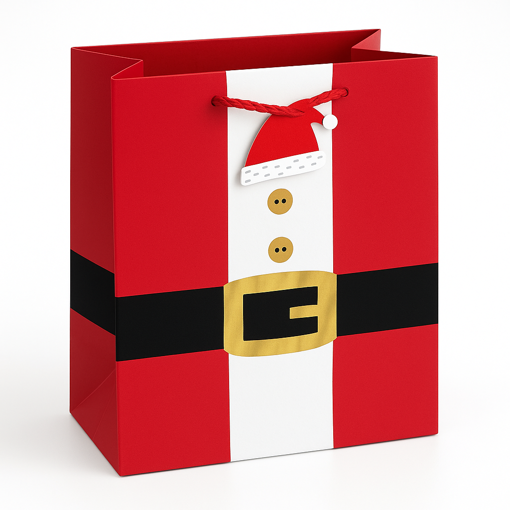 Mini Santa Belt Glossy Christmas Gift Bag