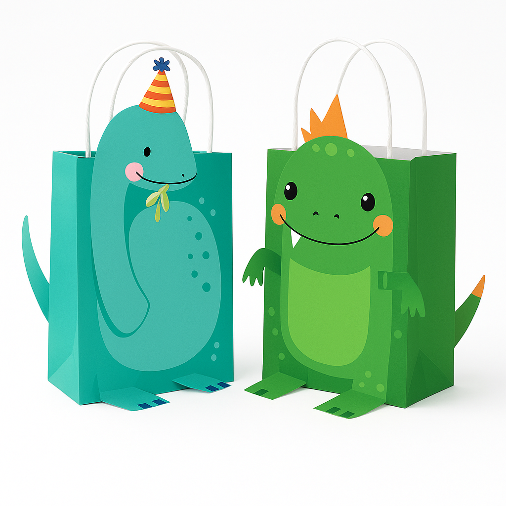 Dino-Mite DIY Dinosaur Kraft Gift Bag Kit - 8 Pack