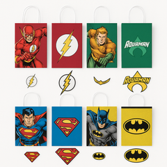 Justice League Heroes Unite Customizable Kraft Gift Bags - 8 Pack