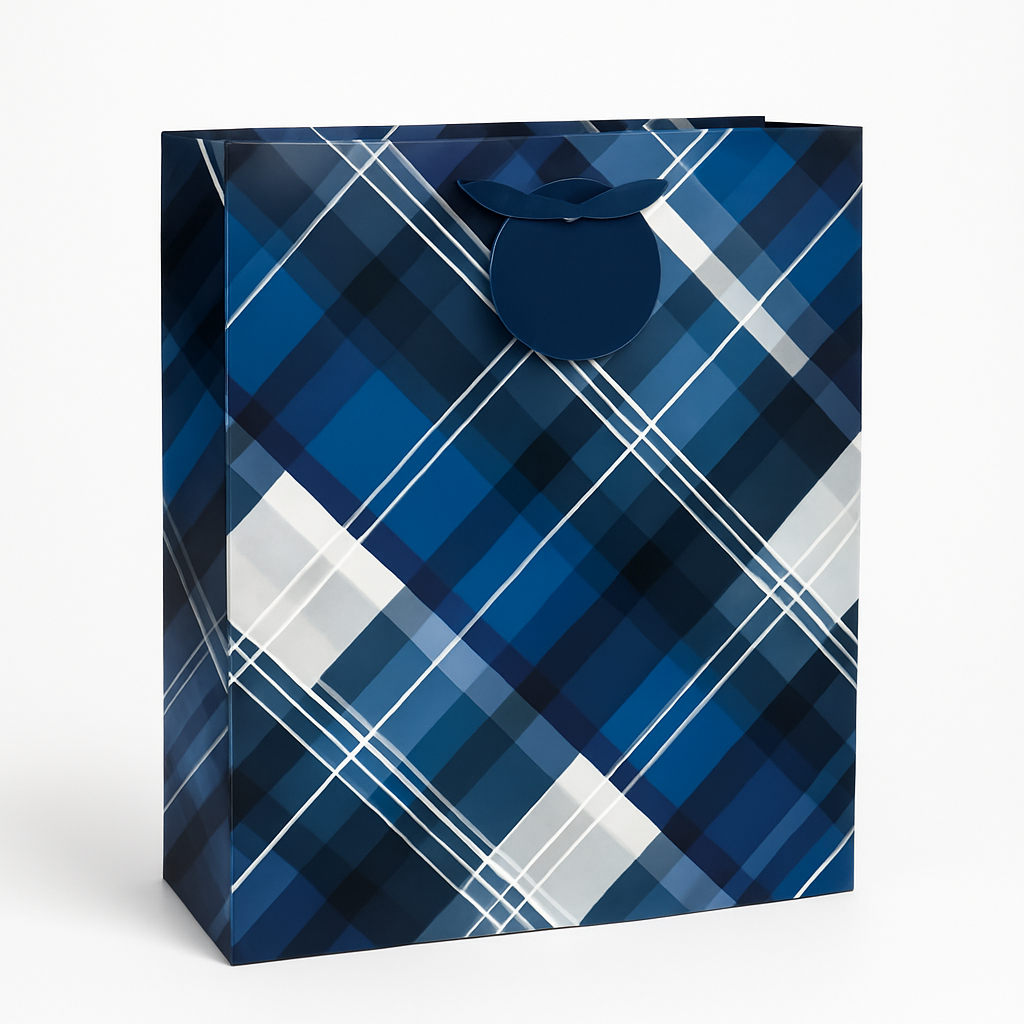 Classic Men's Plaid Large Matte Gift Bag