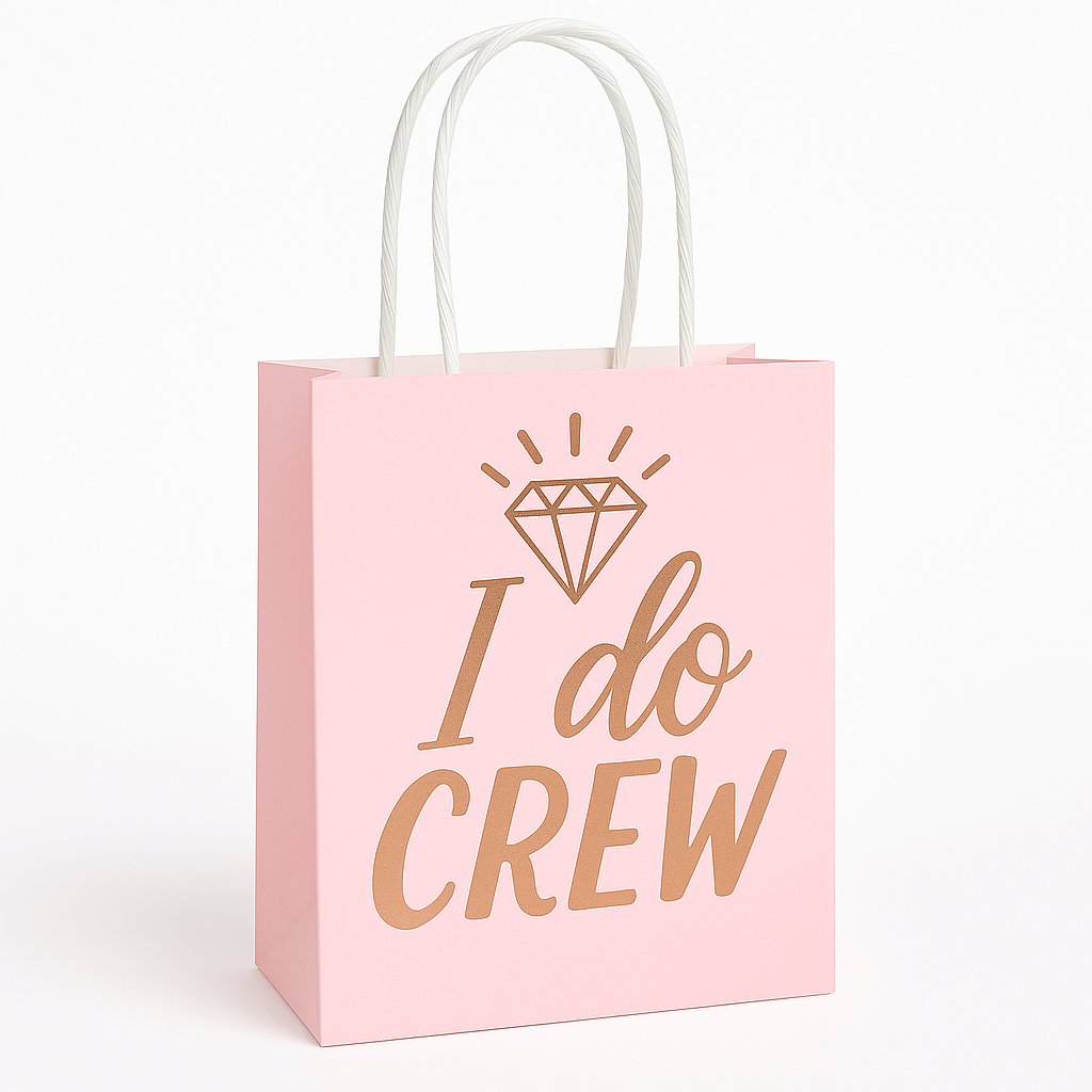 "I Do Crew" Blush Wedding Gift Bags, 6-Pack