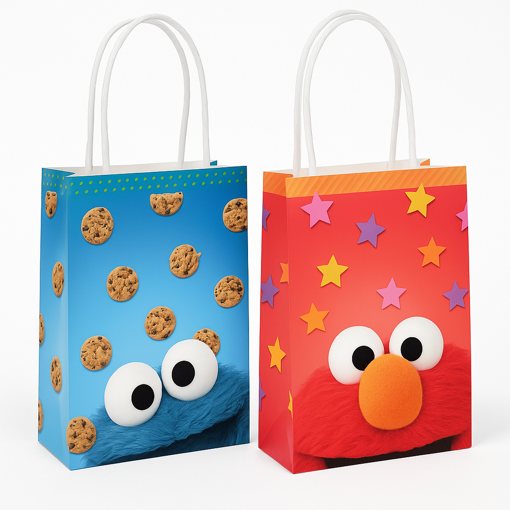 Sesame Street Elmo & Cookie Monster Create Your Own Kraft Gift Bags - 8 Pack