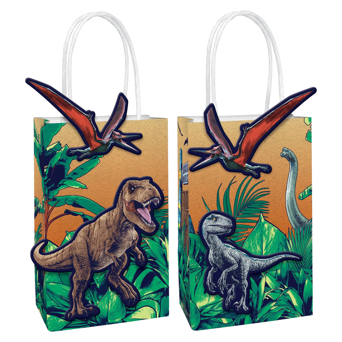 Jurassic World DIY Dinosaur Kraft Gift Bags - 8 Pack