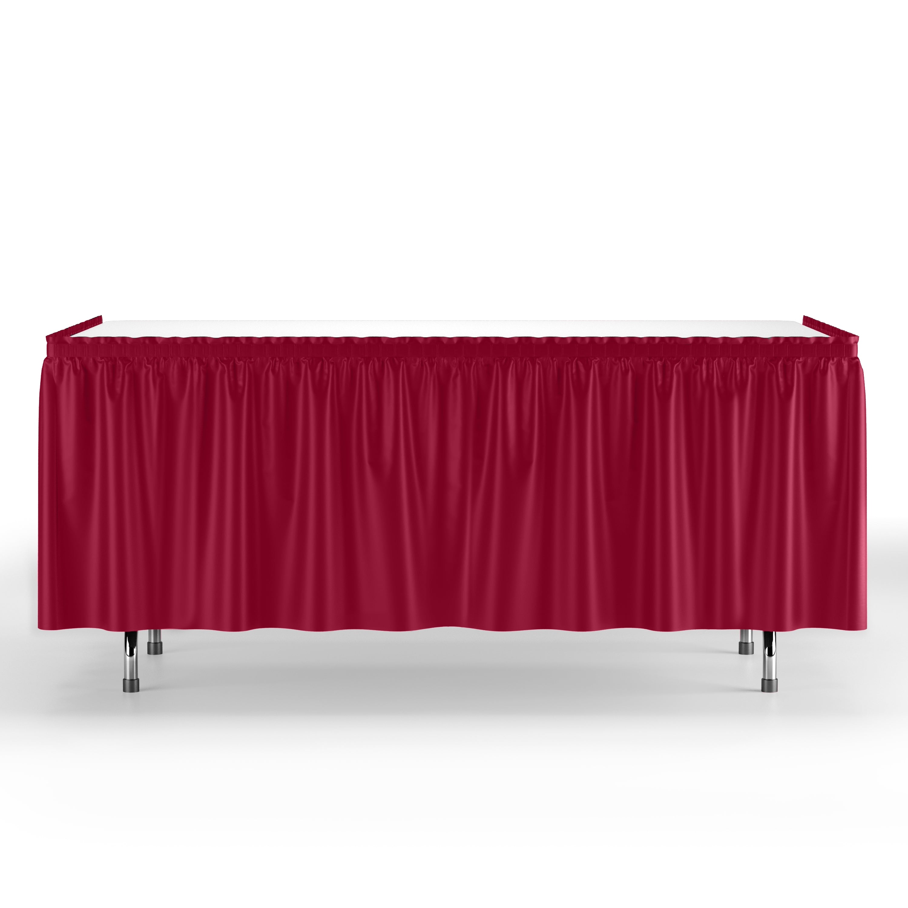 Burgundy Plastic Table Skirt | Case of 48