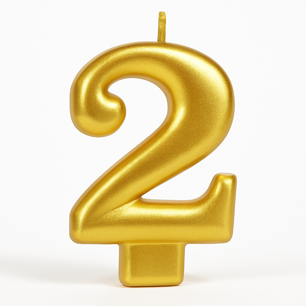 Gold Number 2 Candle