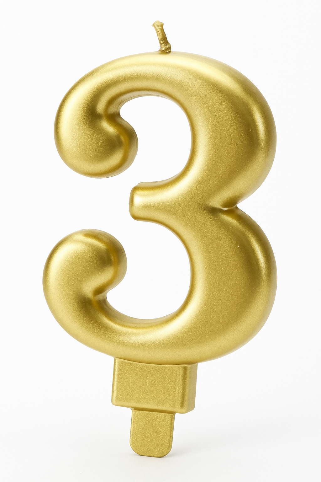 Gold Metallic Number 3 Birthday Candle