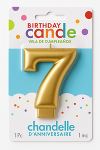 Elegant Gold Metallic Number 7 Birthday Candle