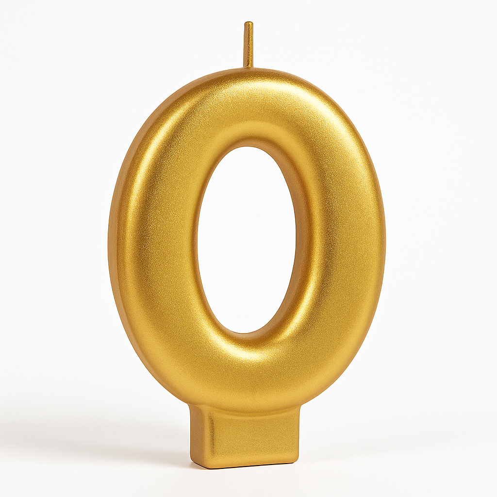Golden Number 0 Birthday Candle