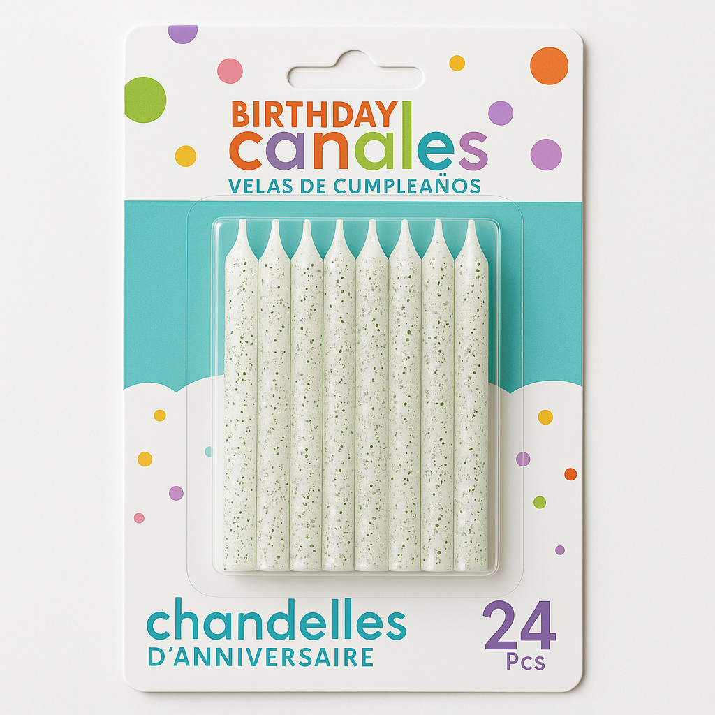 Large White Glitter Spiral Birthday Candle