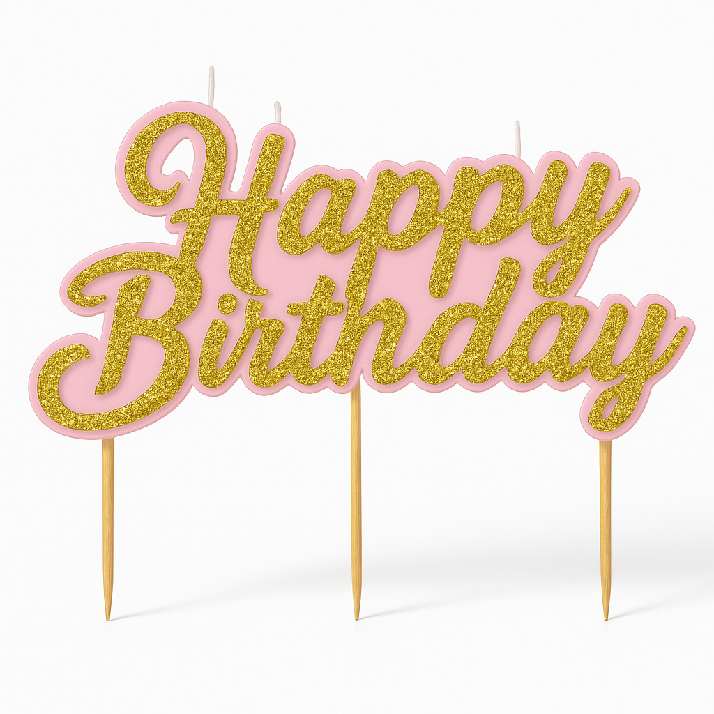 Glittered "Happy Birthday" Cake Topper Candle Pick
