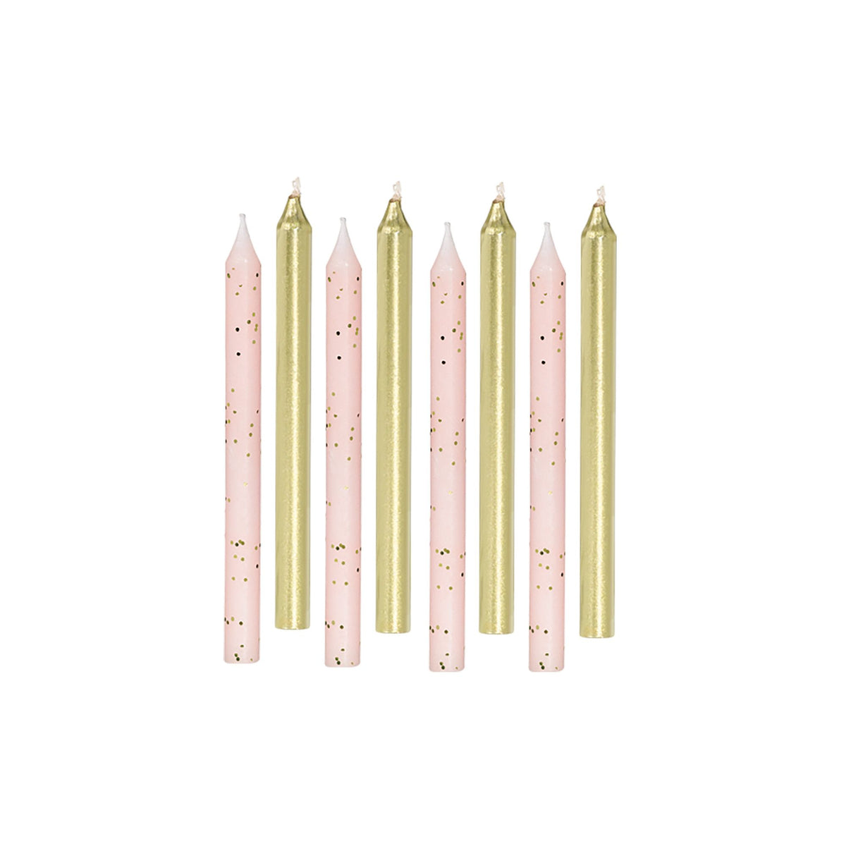 Gold & Pink Glitter Birthday Candles - 12 Pack