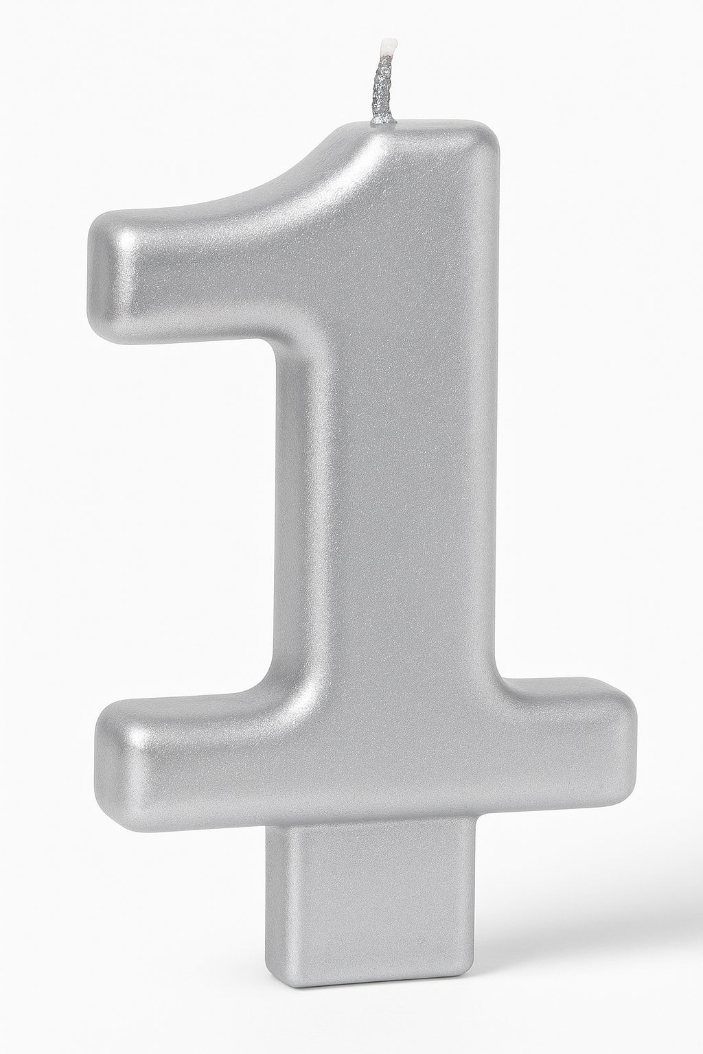 Silver Metallic Number 1 Candle for Birthdays and Anniversaries