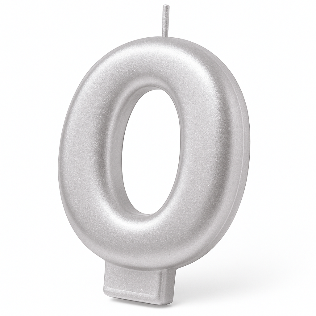Silver Number 2 Molded Birthday Candle