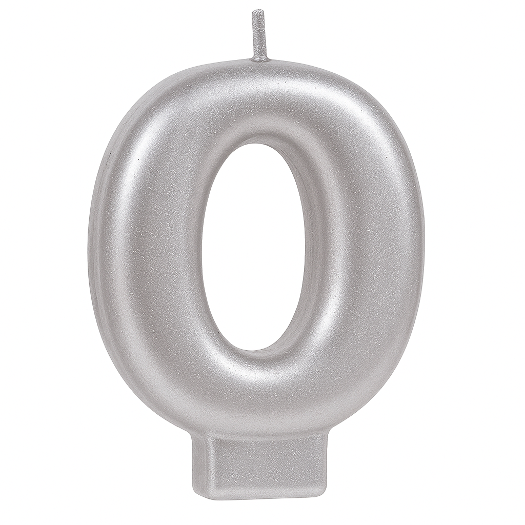 Silver Number 7 Molded Birthday Candle