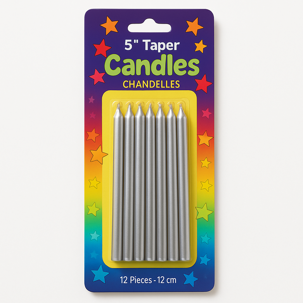 Silver 5-Inch Birthday Candle