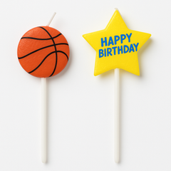 Basketball Birthday Candle Picks, 3-Inch, 6-Pack for Sports Party