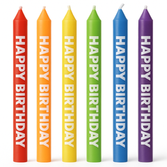 Rainbow "Happy Birthday" Spiral Candles - 12 Pack