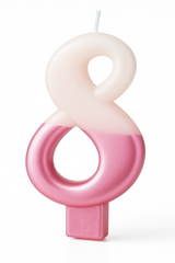 Bright Pink Number 8 Metallic Dipped Birthday Candle, 3.2-Inch