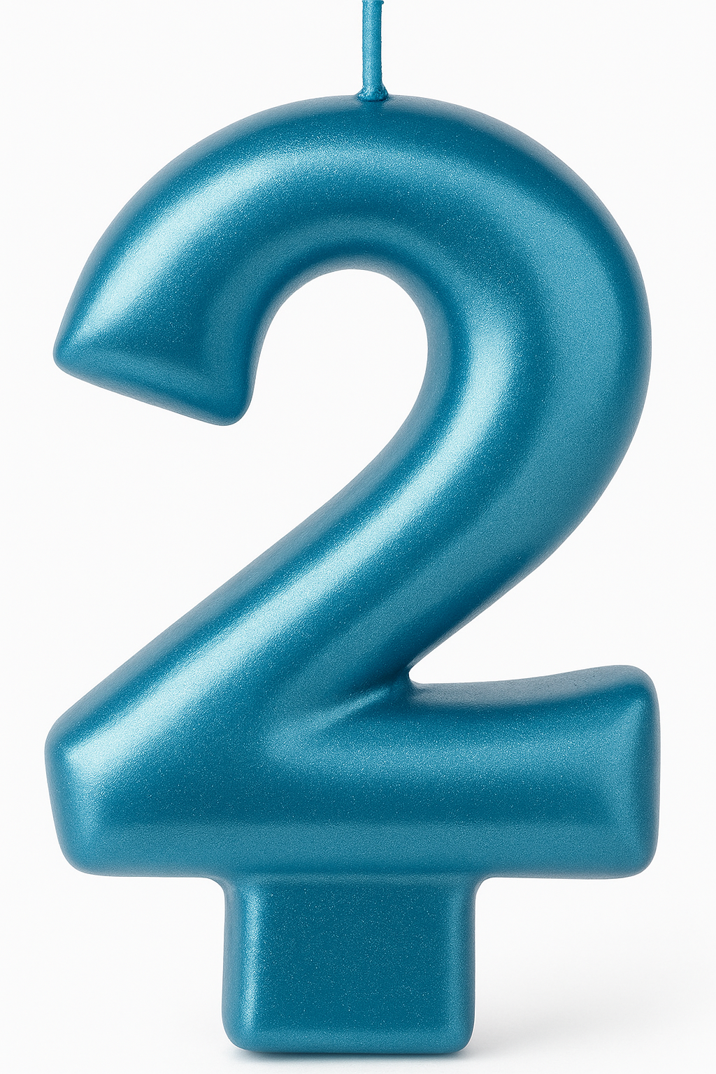 Metallic Blue Number 2 Birthday Candle - 3.3"