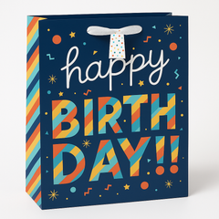 Extra-Large Happy Birthday Matte Gift Bag with Cut-Out Handles