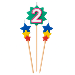Star Birthday Candle Set with Number 2