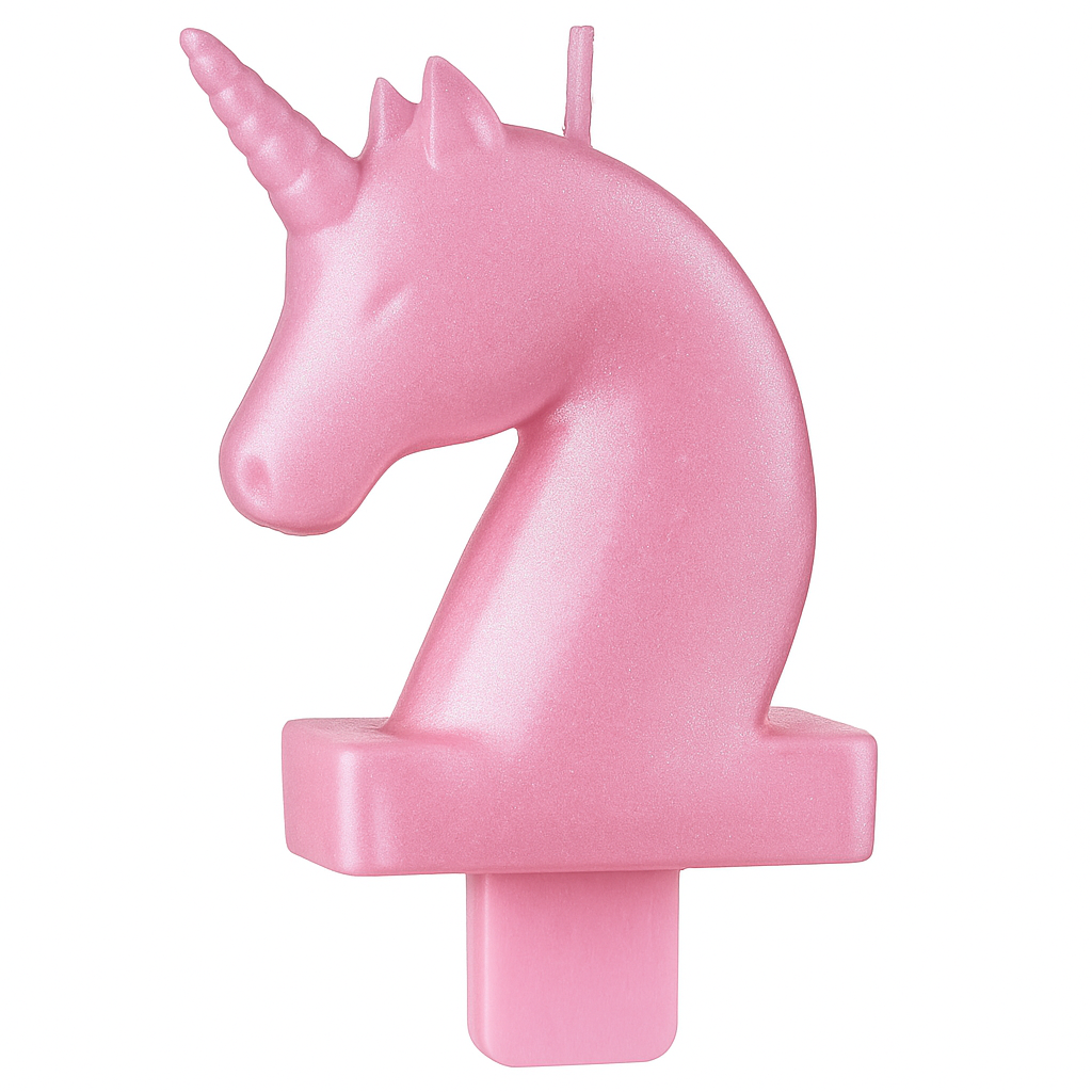 Enchanted Unicorn Wax Birthday Candle - Sparkling Pink