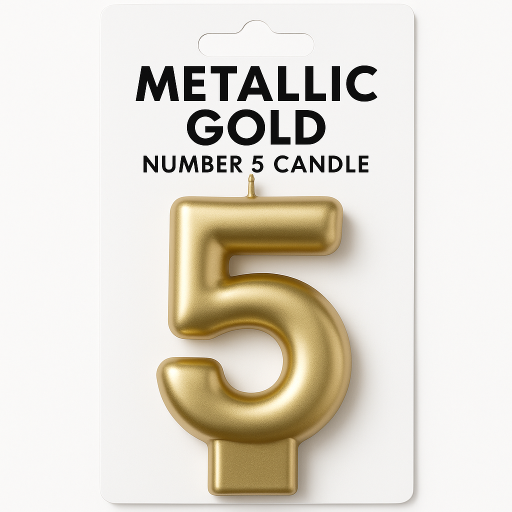 Metallic Gold Number 5 Candle