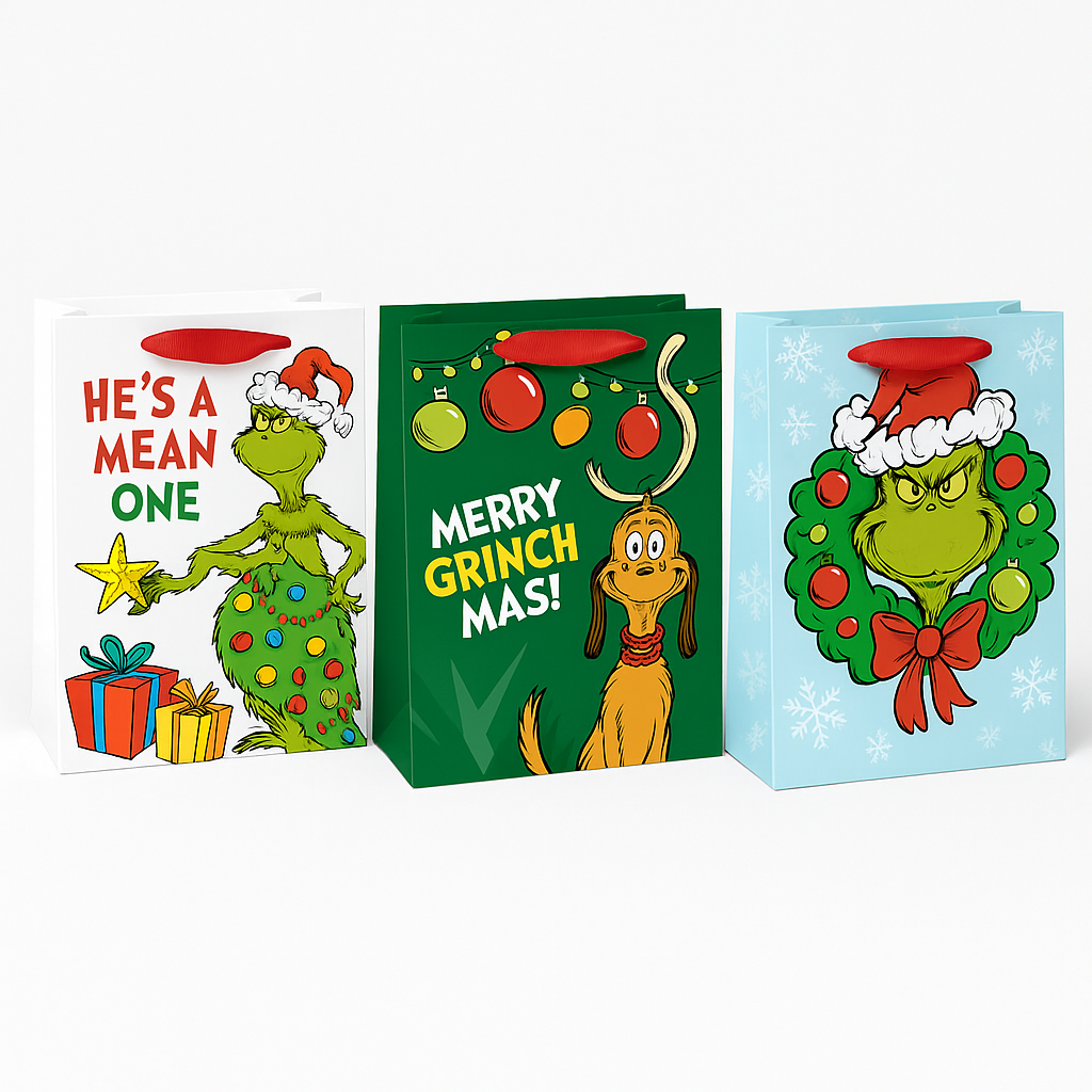 Grinch Christmas Gift Bag Multipack - Dr. Seuss Holiday Collection