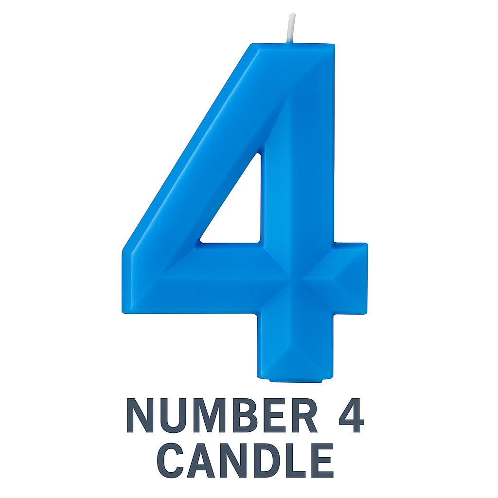 Bright Yellow Number 4 Birthday Candle, 5.25-Inch