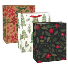 Glossy Christmas Medium Gift Bag Multipack